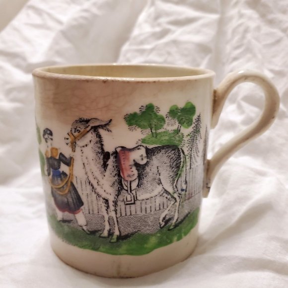 $5 SALE * Antique 1870's China Burro Child Mug Cup Staffordshire Transferware - Picture 11 of 11